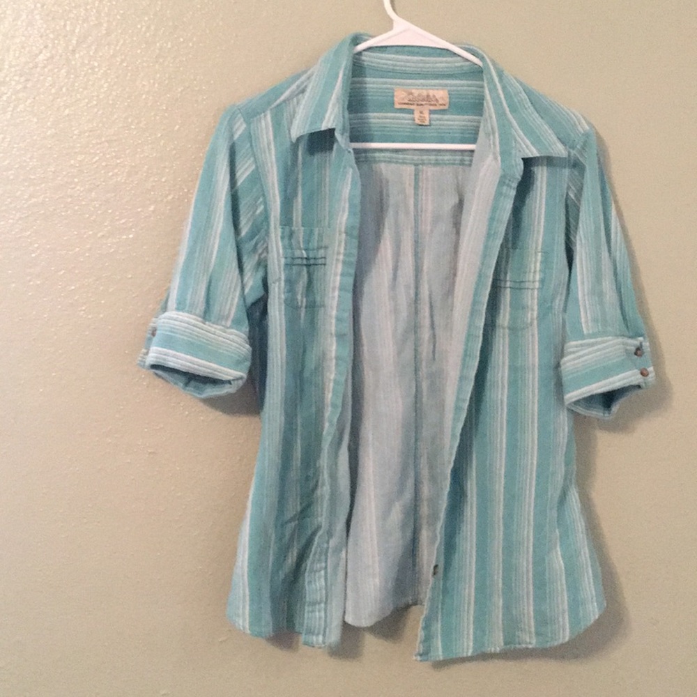 Blue and white Cabela’s button down